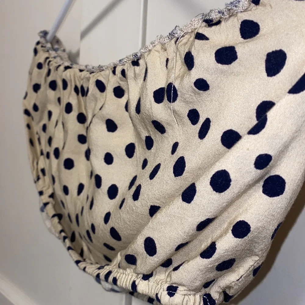 Cream Black Polkadot Medium Tube Top - Picture 3 of 4